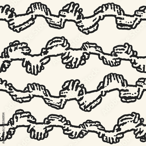 Contour Ink Drawing Wavy Pattern