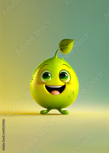 Cute lime cartoon character smiling