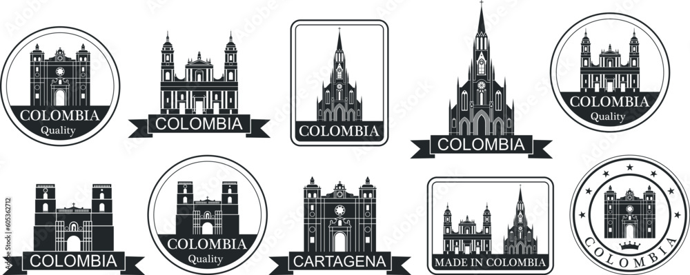 Colombia set. Isolated Colombia on white background Colombia set. Isolated Colombia on white background