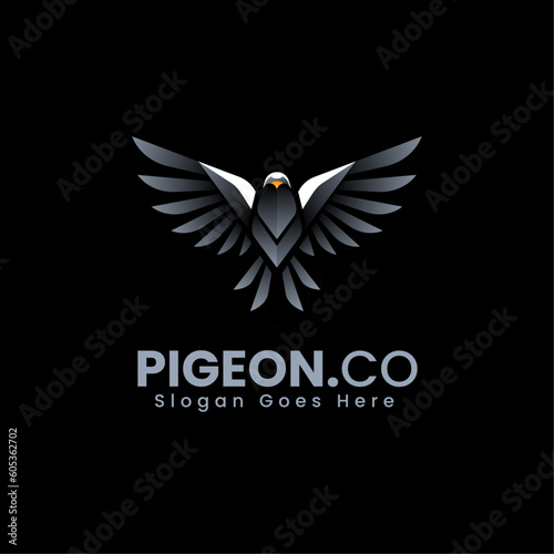 Vector Logo Illustration Pigeon Gradient Colorful Style