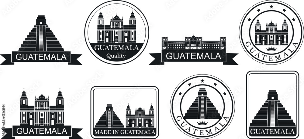 Guatemala set. Isolated Guatemala on white background