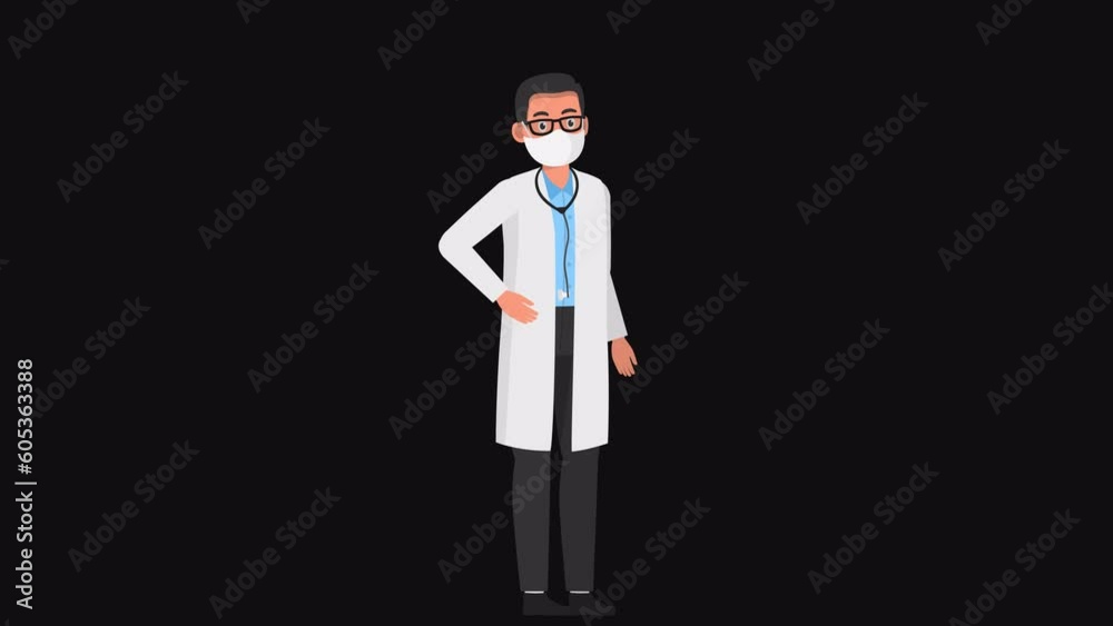 High resolution 2d cartoon male character in doctor outfit with face ...