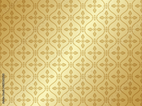 Thai art and asian style luxury pattern banner gold background
