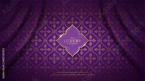Thai art and asian style luxury pattern banner gold background