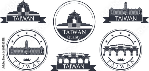 Taiwan set. Isolated Taiwan on white background