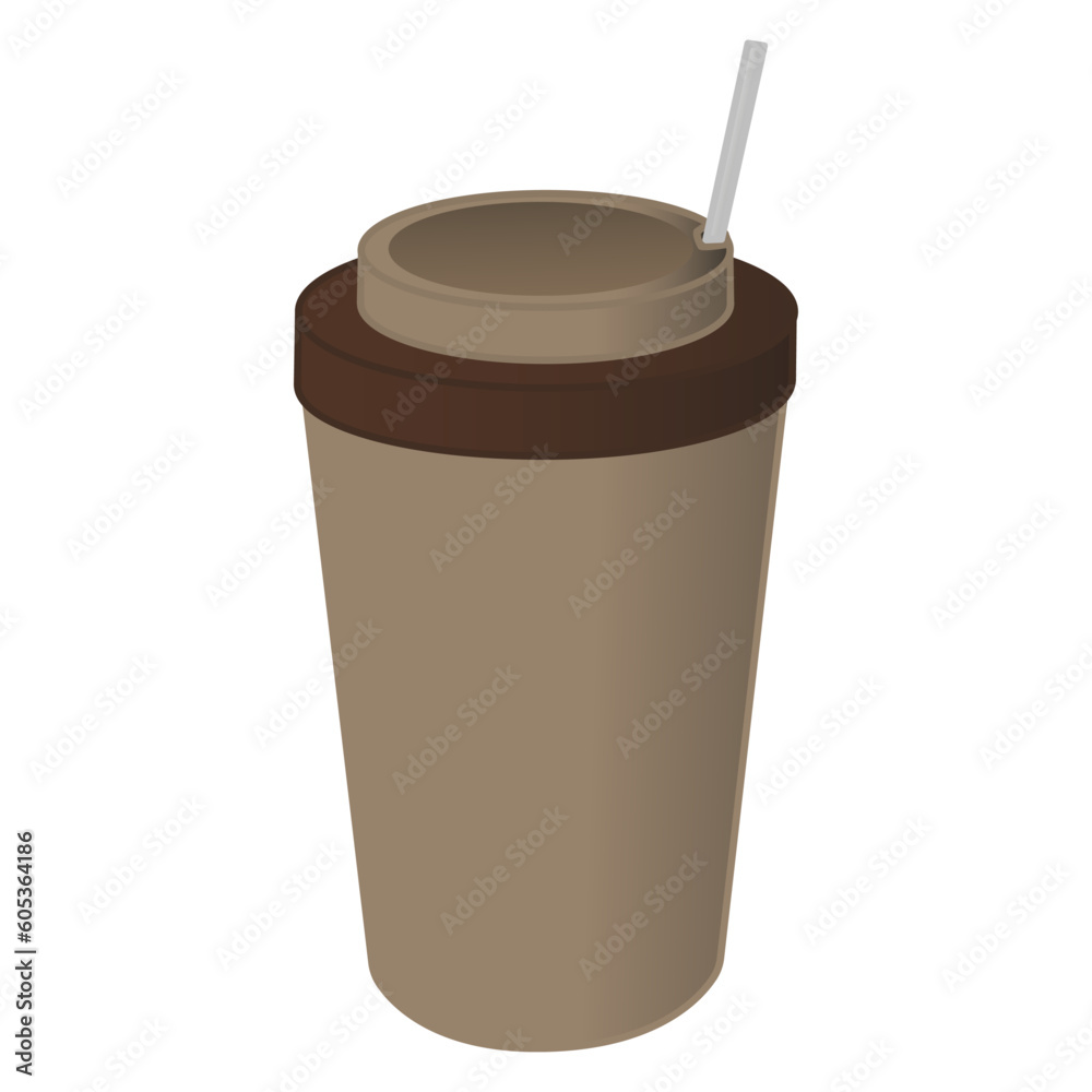 Paper Coffee Cup Mockup with Straw. Vector Illustration of Disposable Coffee Cup Paper Coffee Cup Mockup with Straw. Vector Illustration of Disposable Coffee Cup