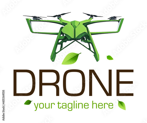 3d realistic detailed Drone for Agriculture logo. The future of Farming and Agriculture concept. Helicopter Irrigation.  