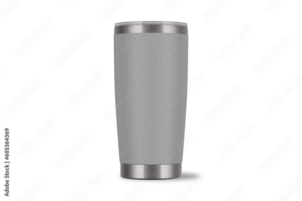 Compact tumbler with an easy slider lid mockup isolated on white background. 3d rendering.For workout hydration. Compact tumbler with an easy slider lid mockup isolated on white background. 3d rendering.For workout hydration.