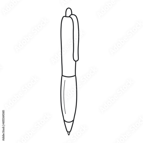 Ballpoint pen vector icon. Writing supplies. School office. Office supplies in flat style.