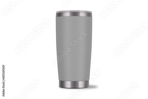 Compact tumbler with an easy slider lid mockup isolated on white background. 3d rendering.For workout hydration. photo
