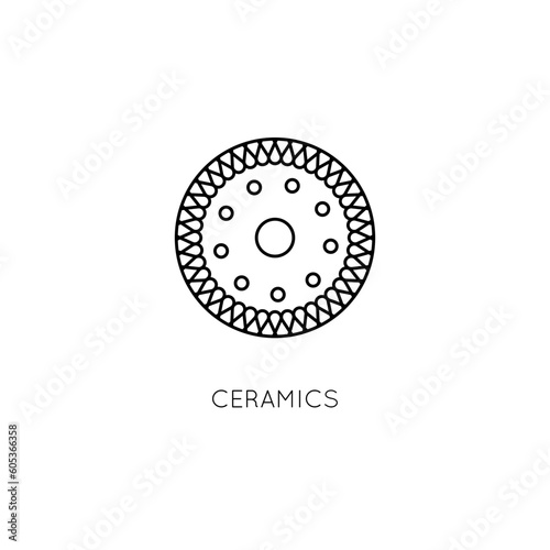 Diamond disc vector icon. Processing ceramics angle grinder.