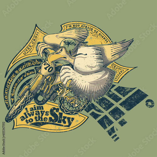 Eagle riding a dirt bike mascot of a motocross team. Sport illustration concept.