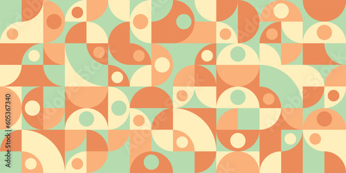 Abstract bauhaus seamless pattern. Vector backgrond with geometric shapes light colors