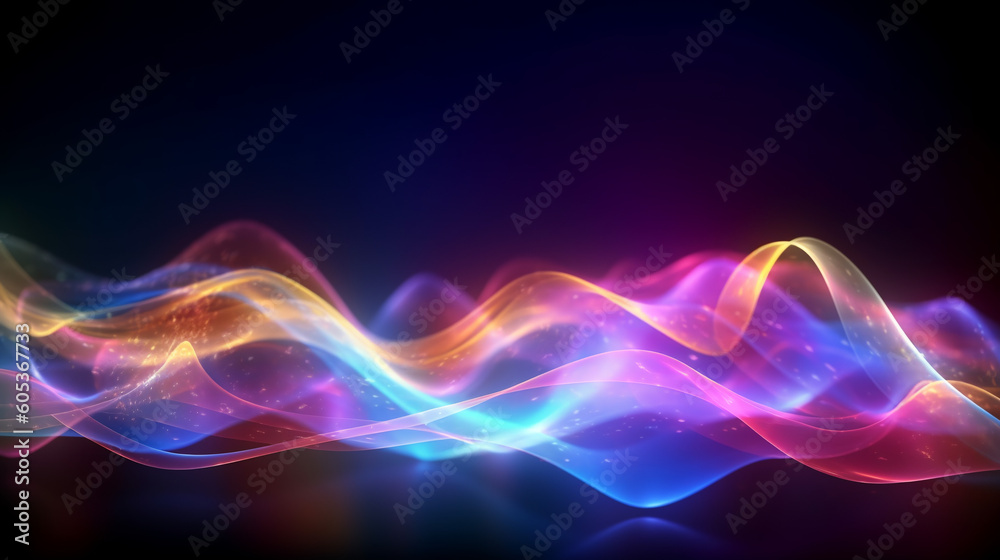 Abstract futuristic background with gold PINK blue glowing neon moving high speed wave lines and bokeh lights. Data transfer concept Fantastic wallpaper