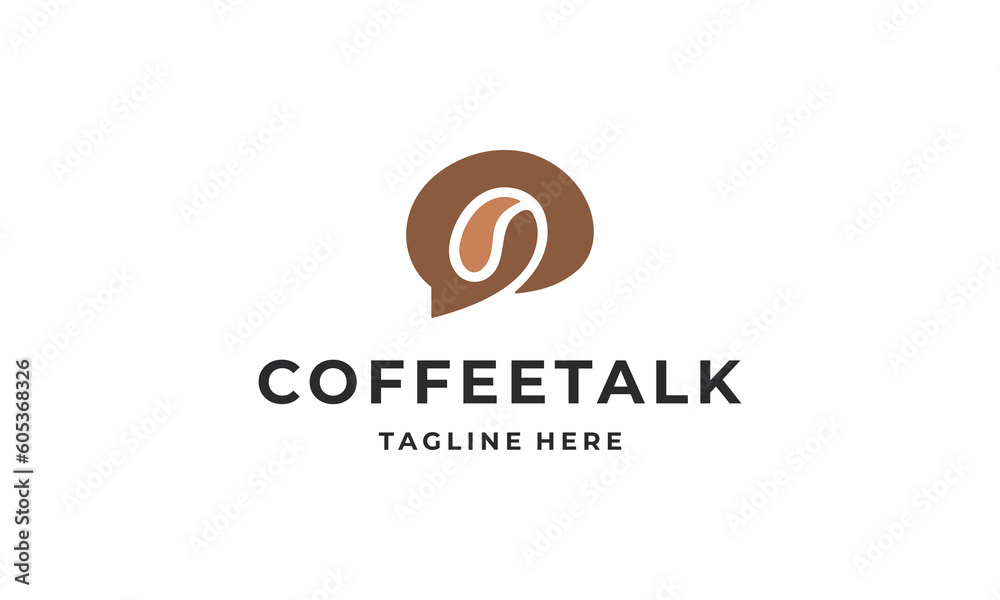 coffee talk chat beans logo vector icon illustration