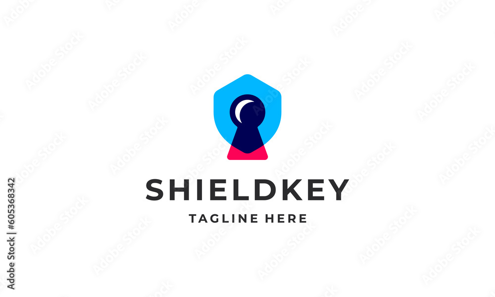 Shield with keyhole simple modern logo design vector Shield with keyhole simple modern logo design vector
