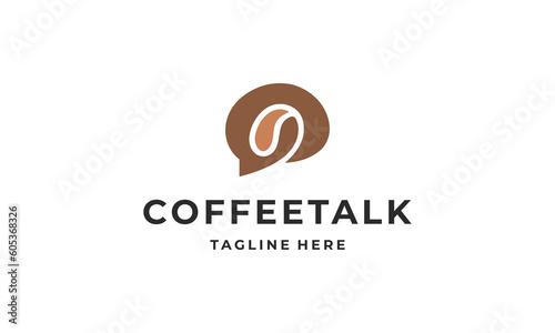 coffee talk chat beans logo vector icon illustration