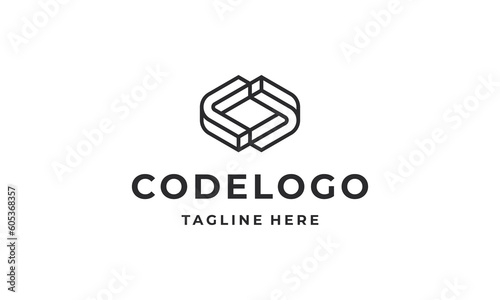 code logo, coding logo icon design vector