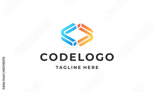 code logo, coding logo icon design vector