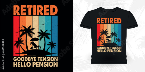 Funny Retirement Pension Retired Retro Vintage Retirement T-shirt Design