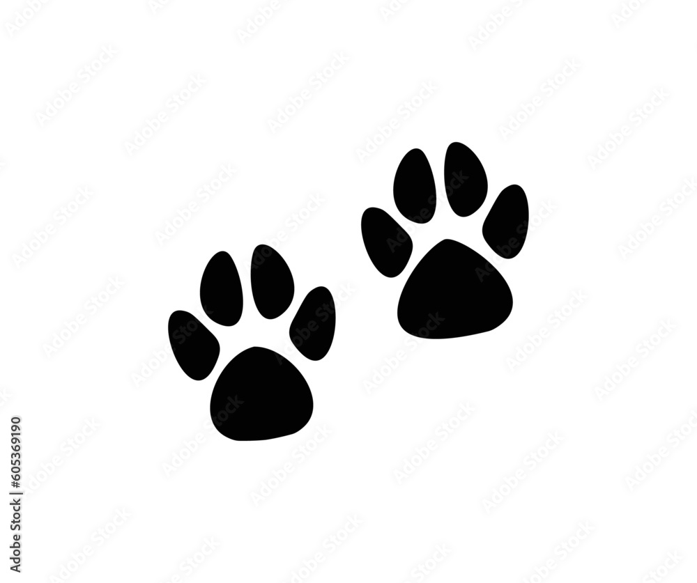 Black Paw Print logo design. Animal steps imprints on white background vector design and illustration. Black Paw Print logo design. Animal steps imprints on white background vector design and illustration.