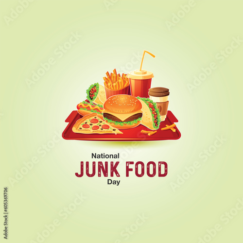 National Junk Food Day. junk food day vector illustration concept. 