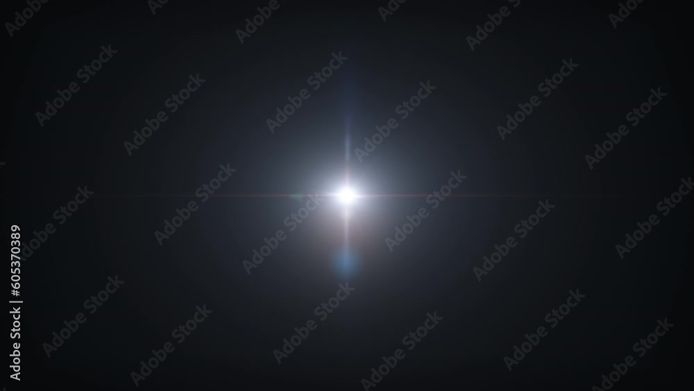 Abstract loop center white star optical shine light lens flares flickering rotation animation background for screen project overlay. 4K seamless loop dynamic kinetic bright star light rays effect. 