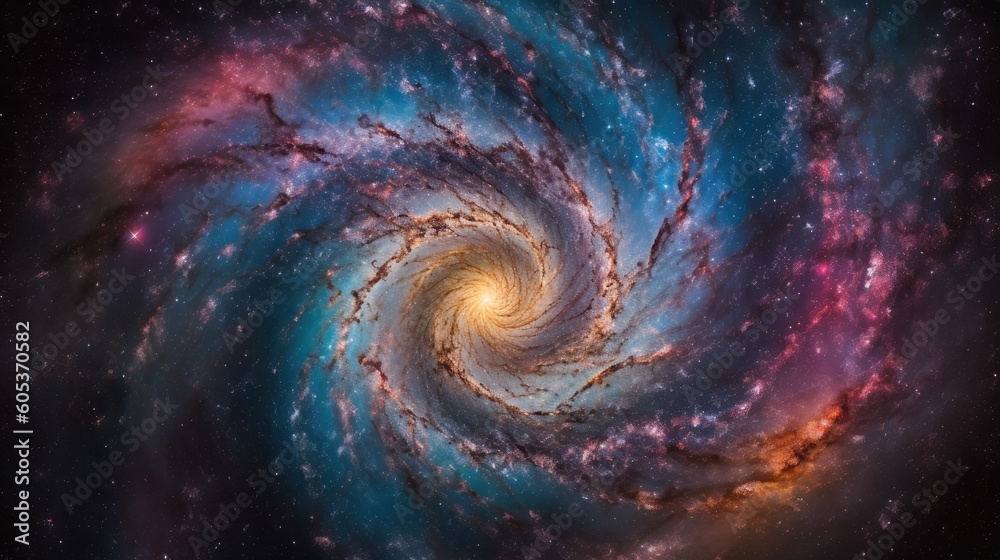 Big and bright spiral galaxy. AI generated. Big and bright spiral galaxy. AI generated.