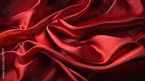 Red silk folds. AI generated.