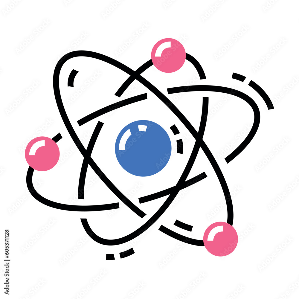 Chemical Electrons Rotate in Around Atomic Nucleus Vector Illustration Chemical Electrons Rotate in Around Atomic Nucleus Vector Illustration