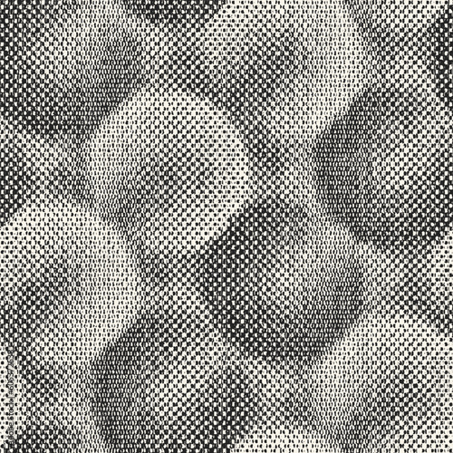Monochrome Canvas Textured Halftone Circles Pattern