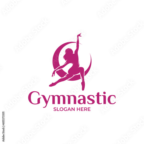 Silhouette of gymnastic logo design template