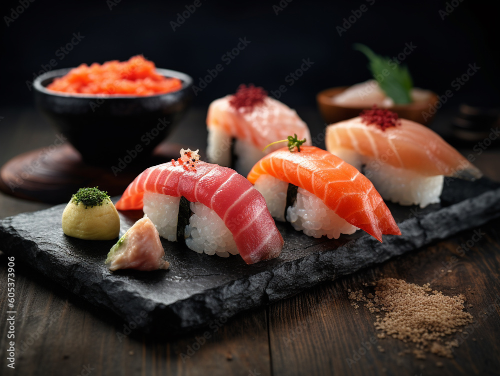 Exquisite Delights: Unveiling the Essence of Sushi and Sashimi in Shadows Exquisite Delights: Unveiling the Essence of Sushi and Sashimi in Shadows