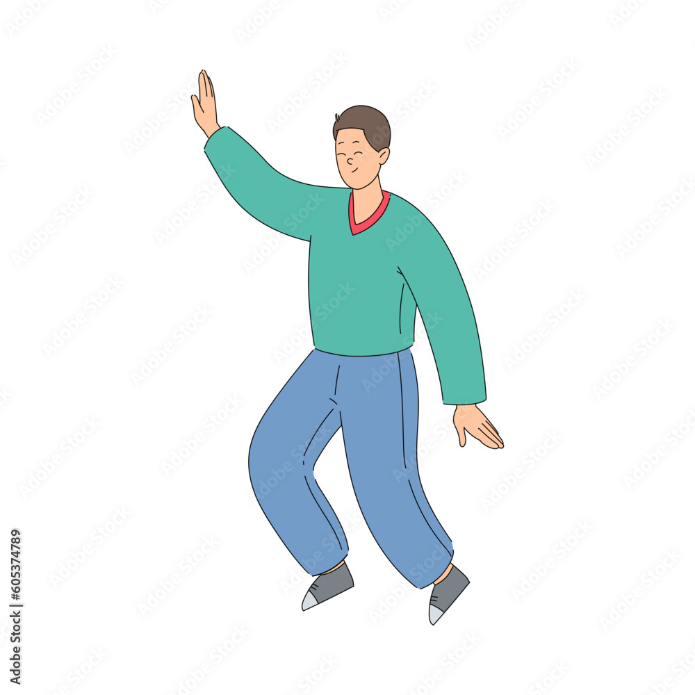 Young Man Giving High Five Hand Gesture Vector Illustration
