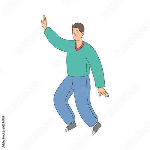 Young Man Giving High Five Hand Gesture Vector Illustration