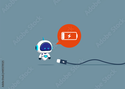 Wallpaper Mural Robot with artificial intelligence dreaming about charging battery. Charge battery. Modern flat vector illustration. Torontodigital.ca