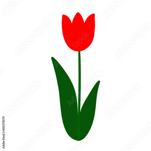 Tulip in flat style. Bright spring flower. Vector illustration.