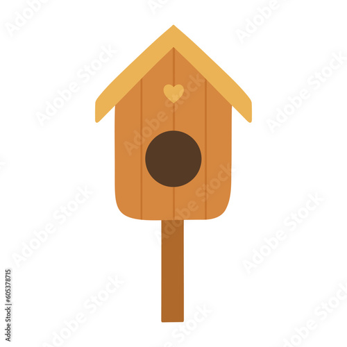 Birdhouse. Wooden bird feeder. Heart on a birdhouse. Vector illustration in a flat style. © Anastasiia