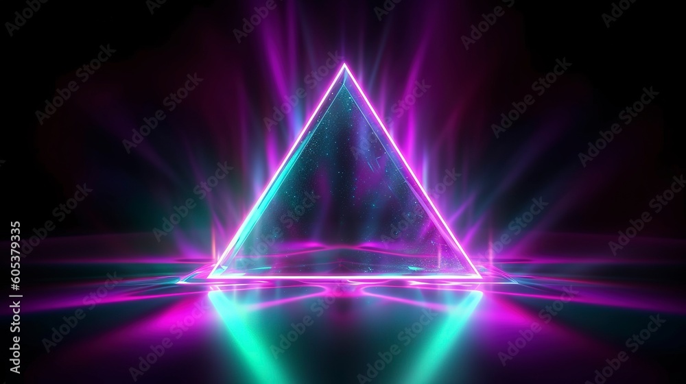 neon triangle background isolated on dark background, vector illustration, style zachówcin, in the style of neon and fluorescent light, neon realism, generat ai neon triangle background isolated on dark background, vector illustration, style zachówcin, in the style of neon and fluorescent light, neon realism, generat ai