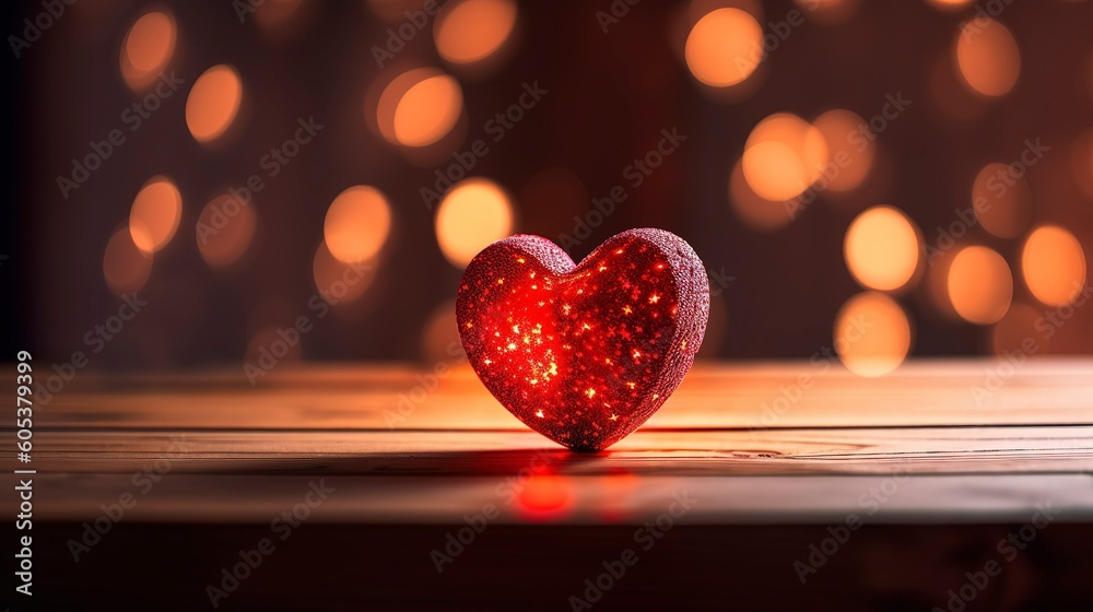 wooden heart silhouette in front of a white background, in the style of bokeh panorama, light red and crimson, romantic soft focus and ethereal light, two dimensional, generat ai