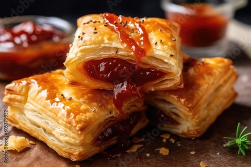 barbecue or barbeque or bbc or bbq sauce Puff pastry Food photography photo