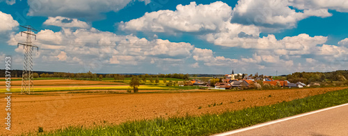 Spring view with yellow canola fields near Thann, Riedenburg, Bavaria, Germany
