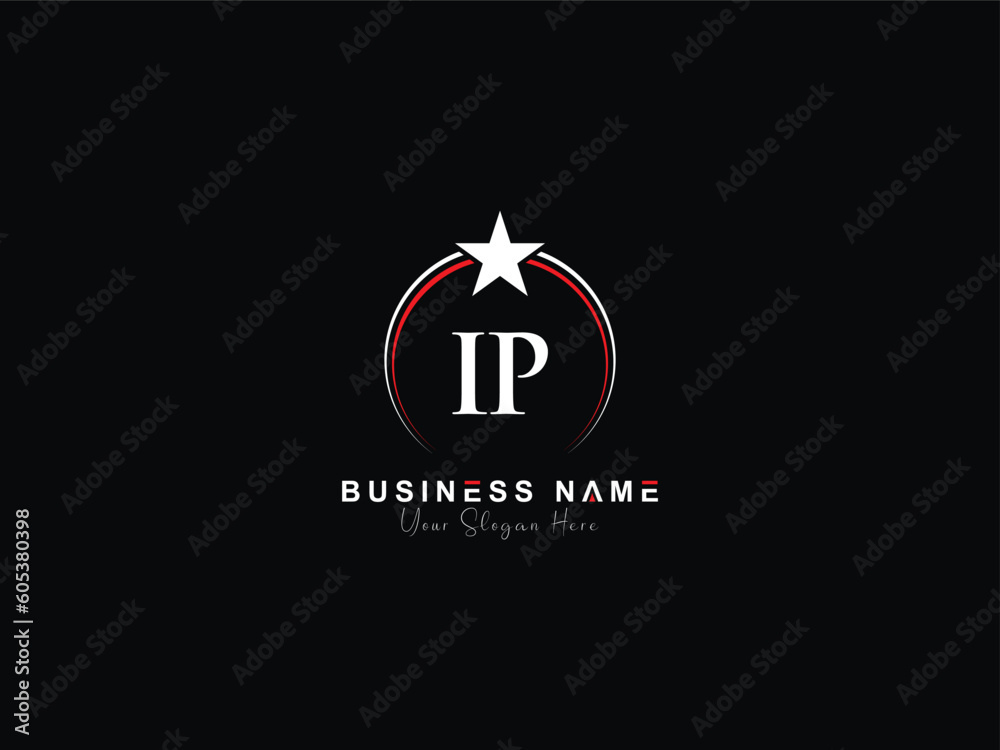 Minimalist Ip star and circle logo, luxury ip pi logo letter design for ...