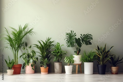Potted Plants Indoor Garden Room with Sunlit Houseplants 