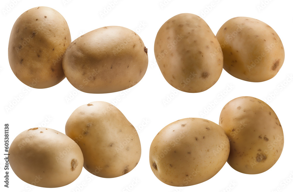 Set of potatoes cut out. Based on Generative AI Set of potatoes cut out. Based on Generative AI