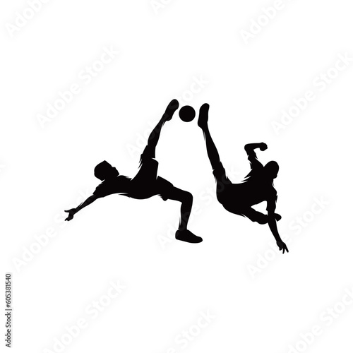 Silhouette of takraw player logo design vector