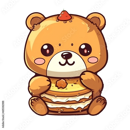 cute bear eating cartoon