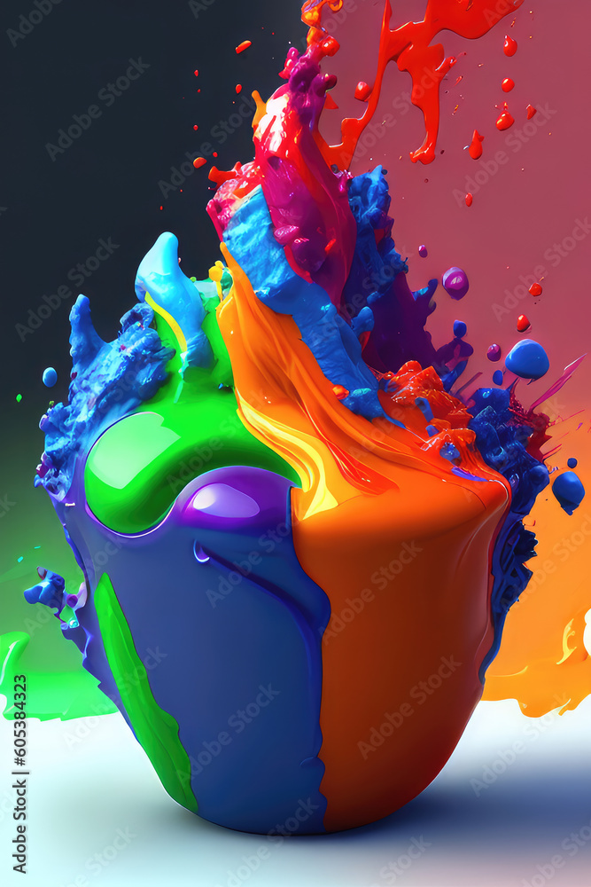 Melting colors, abstract color splash background. 3d rendering ...