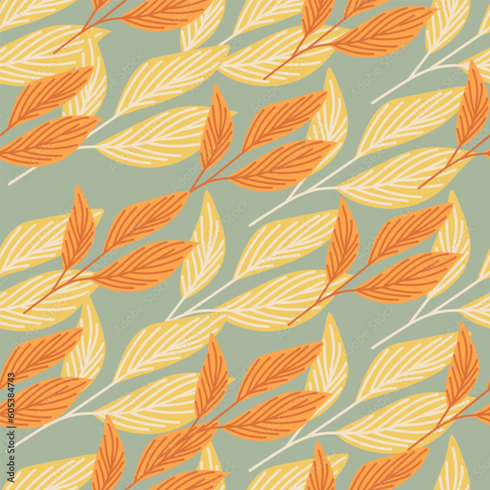 Organic leaves seamless pattern in simple style. Botanical background. Organic leaves seamless pattern in simple style. Botanical background.