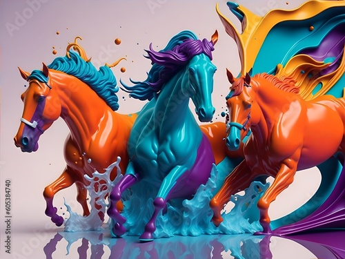 Colorful 3d liquid posters with abstract shapes splash